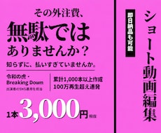 即日納品！思い通りのショート動画に編集をします 早い、安い、上手い。動画編集界の"吉野家"です！