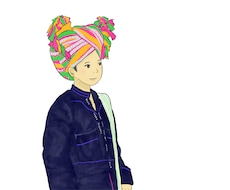 民族衣装を着た似顔絵・イラスト描きます