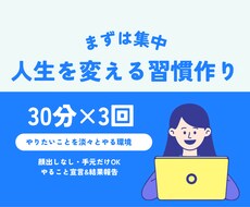超集中！あなたの習慣化をサポートします 「ついついサボる」を卒業する30分集中パック（30分×3回）