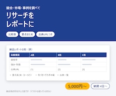 競合・市場のリサーチをレポートにまとめます イメージ1