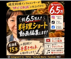 総6万料理インフルエンサーがショート動画編集します 居酒屋15年の技術で手書き文字カバー画像も制作します