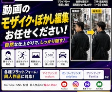 動画のモザイク・ぼかし編集を丁寧に行います 顔・背景・ロゴなどのモザイクやぼかし編集に対応します