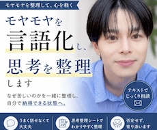 モヤモヤを言語化し、思考を整理して楽にします 悩みを言語化し“自分で整理できる状態”まで持っていきます