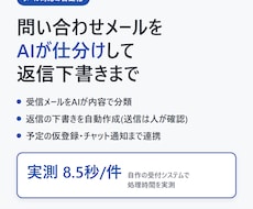 問い合わせメールの仕分けと返信下書きを自動化します 実測8.5秒/件の受付AIを御社の業務に合わせて構築します