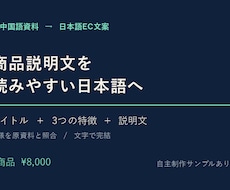 中国語資料から日本語の商品説明文を作ります イメージ1
