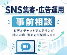 SNS集客・広告のご依頼前の事前相談をお受けします ご依頼前に、目的や現状をビデオチャットで伺います