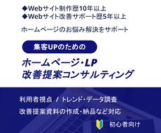 集客UPを目指すWebサイト改善提案コンサルします 利用者・サイト制作者等の視点でホームページを確認・改善提案