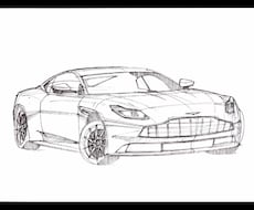 愛車のイラストを描きます サインペンでA4紙にスケッチします