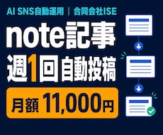 note記事を週1回自動投稿します 1500〜2000字の記事と画像を毎週1本作成し自動投稿