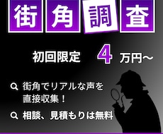 街角アンケートで貴社に最適なデータを提供します ネットでは取れない、生のデータを！