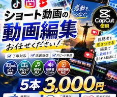 5本のショート動画を編集します 初めてのご依頼でも安心！ 迅速な返信を心がけています。