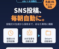 X投稿の自動化をn8nで構築します モニター価格|毎日自分で運用中の自動投稿の仕組みを構築