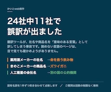 多言語サイトの社名・商品名の翻訳ミスを点検します 「命を救う飲み物」と訳されていた例も。24社中11社で誤訳