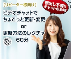 リピーター様★ビデオチャットでレクチャ・更新します 顔出し不要!60分!更新方法のレクチャや、修正作業を行います