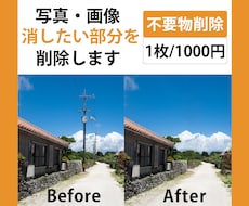 画像や写真から消したい不要物削除いたします なるべく背景や建物など違和感ないよう加工いたします