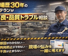 まずはお試し！町工場のトラブル相談に乗ります 製造業３０年の現場経験でアドバイス