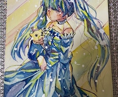 透明水彩の色数の多いイラストを描きます アナログのイラストを豪華に仕上げます。
