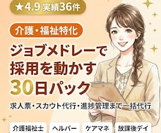 介護・福祉特化◆ジョブメドレーで採用を動かします 介護・福祉・放課後デイの採用、ジョブメドレーで丸ごと代行。