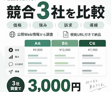 競合3社を調査して売り方を比較します 価格・強み・訴求・集客導線を一覧で比較します