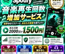 Spotify音楽再生回数2000回増やします 全世界からの再生回数が増加！楽曲再生回数支援！