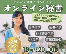 幅広いスキルであなたの事業を助けます 事務、画像作成、ITもお任せください。1ヶ月まとめてサポート