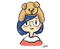 個性的！オーナー様の頭に乗せたうちの子を描きます ユニークな似顔絵がお好みの方へ　お子様のネームタグにも
