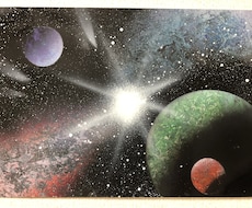 スプレーで宇宙（惑星・星雲）を描きます イメージ1