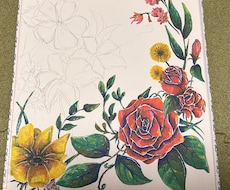 お祝い事や感謝の贈り物等へお花を描いてます ちょっとしたところに彩りを　お手伝いさせてください