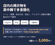 店内掲示物を英中韓に翻訳し多言語化します イメージ1