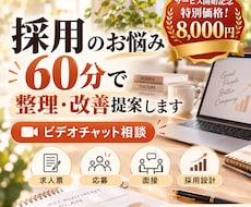 採用のお悩みを60分で整理・改善提案しますます 求人・応募・面接・採用設計まで幅広く相談できます