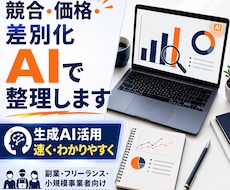 生成AIで競合・価格・差別化を整理します 【ビジネス分析・市場調査】AIで分析し改善策をレポートします