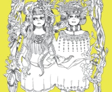人物や動植物がモチーフの点描画を描きます 人物や動植物を組み合わせて描く微細な点描画です。