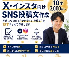 X・インスタ向けSNS投稿文を10本作成ます イメージ1