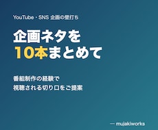 YouTubeやSNSの企画を10本ご提案します イメージ1