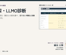 AI検索・LLMOの露出状況を診断します 回答内容・参照元・競合との差を整理します
