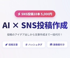 初心者歓迎！！　AIでSNS投稿を10本作成します イメージ1