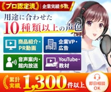 商用実績多数！ナレーション収録承ります CM・広告・企業VP・教材・商用対応可
