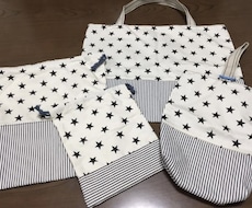 入園、入学セットお作りします 手提げカバンから給食袋まで必要なものを丁寧に製作します。
