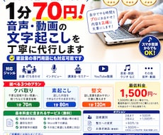 1分70円！音声動画の文字起こしを丁寧に代行します イメージ1