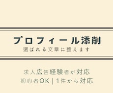 求人広告経験者が選ばれるプロフィールに整えます 伝わるプロフィールを丁寧に整えます