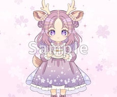 ゆめかわSDキャラ販売します 鹿モチーフのゆめかわ女の子です。