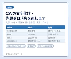 CSVの文字化け・先頭ゼロ消失を直します イメージ1