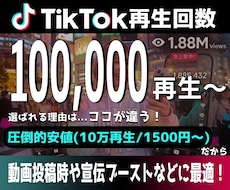 TikTok再生+100,000回増やします 安全・高品質・最短即日で再生数爆増！