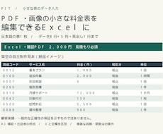 小さな料金表を編集できるExcelにします イメージ1