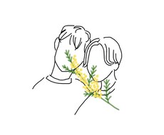 モノクロのシンプルお洒落なカップルイラスト描きます イメージ1