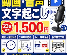 動画•音声の文字起こしを1分65円で代行します イメージ1