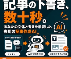 専用のブログ記事作成AIを作ります あなたの文体と考えを学習。納得できる記事の下書きが数十秒