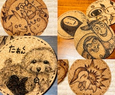 コースター⭐︎焼きペンでイラストなんでも描きます 2枚セットの金額となります⭐︎