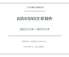 お店のSNS投稿文10本と案内文3本を作ります イメージ1