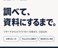 リサーチからプレゼン資料10〜15枚まで作成します イメージ1
